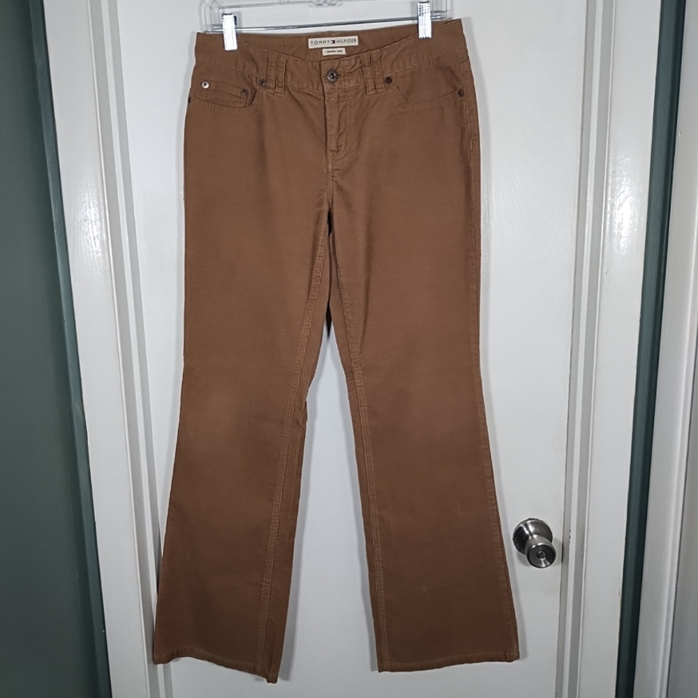 Tommy Hilfiger Womens 6 Corduroy Tan Brown Low Rise Boot Cut Pants Stretch